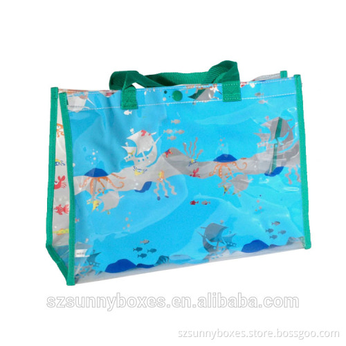 Waterproof Portable PVC Button Closure Tote Handbag